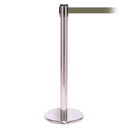 QueuePro 250, Polished Chrome, Barrier with 11' Olive Green Belt