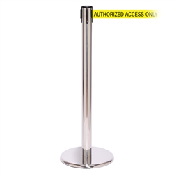 QueuePro 250, Polished Chrome, Barrier with 11' AUTHORIZED ACCESS ONLY Belt