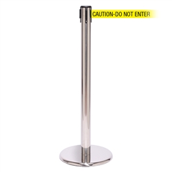 QueuePro 250, Polished Chrome, Barrier with 11' CAUTION-DO NOT ENTER Belt