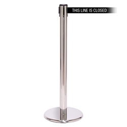 QueuePro 250, Polished Stainless, Barrier with 11' THIS LINE IS CLOSED Belt