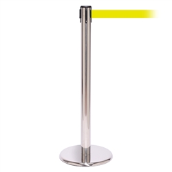 QueuePro 250, Polished Stainless, Barrier with 11' Fluorescent Yellow Belt