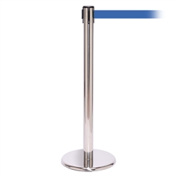 QueuePro 250, Polished Stainless, Barrier with 11' Light Blue Belt
