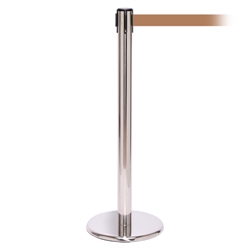 QueuePro 250, Polished Stainless, Barrier with 11' Light Brown Belt