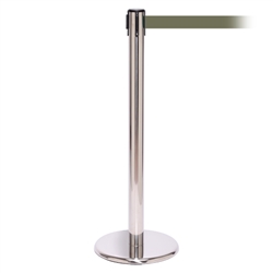 QueuePro 250, Polished Stainless, Barrier with 11' Olive Green Belt