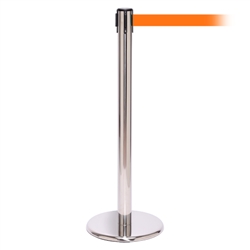 QueuePro 250, Polished Stainless, Barrier with 11' Orange Belt