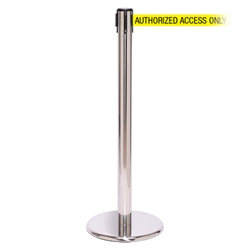 QueuePro 250, Polished Stainless, Barrier with 11' AUTHORIZED ACCESS ONLY Belt