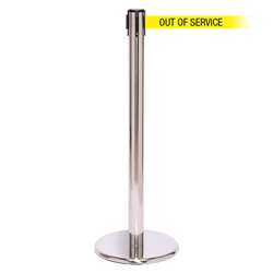 QueuePro 250, Polished Stainless, Barrier with 11' OUT OF SERVICE Belt
