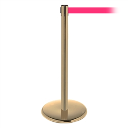 QueuePro 250, Satin Brass, Barrier with 11' Fluorescent Pink Belt