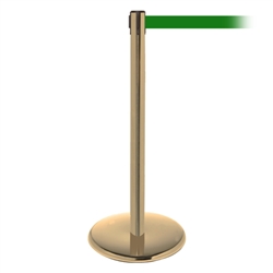 QueuePro 250, Satin Brass, Barrier with 11' Green Belt