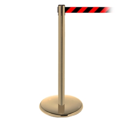 QueuePro 250, Satin Brass, Barrier with 11' Red/Black Diagonal Belt