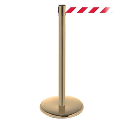 QueuePro 250, Satin Brass, Barrier with 11' Red/White Diagonal Belt