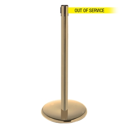 QueuePro 250, Satin Brass, Barrier with 11' OUT OF SERVICE Belt