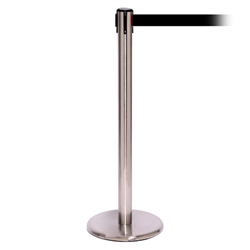 QueuePro 250, Satin Chrome, Barrier with 11' Black Belt