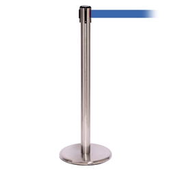 QueuePro 250, Satin Chrome, Barrier with 11' Blue Belt