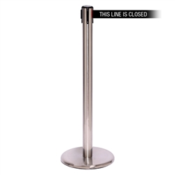 QueuePro 250, Satin Chrome, Barrier with 11' THIS LINE IS CLOSED Belt