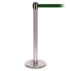 QueuePro 250, Satin Chrome, Barrier with 11' Dark Green Belt