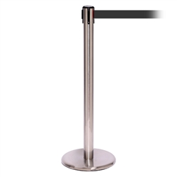 QueuePro 250, Satin Chrome, Barrier with 11' Dark Gray Belt