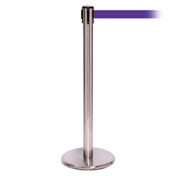 QueuePro 250, Satin Chrome, Barrier with 11' Purple Belt