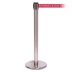 QueuePro 250, Satin Chrome, Barrier with 11' AUTHORIZED ACCESS ONLY - RED Belt