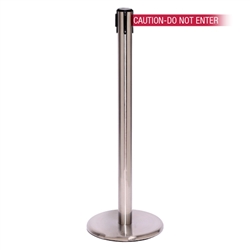 QueuePro 250, Satin Chrome, Barrier with 11' CAUTION-DO NOT ENTER - RED Belt
