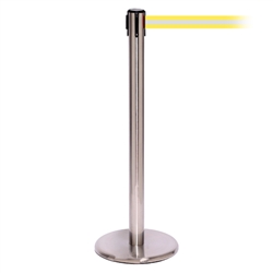 QueuePro 250, Satin Chrome, Barrier with 11' Yellow/Reflective Stripe Belt