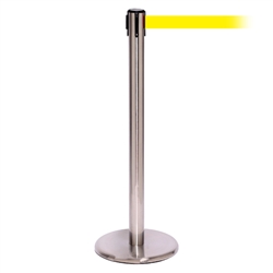 QueuePro 250, Satin Chrome, Barrier with 11' Yellow Belt