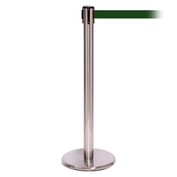 QueuePro 250, Satin Stainless, Barrier with 11' Dark Green Belt