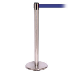 QueuePro 250, Satin Stainless, Barrier with 11' Light Blue Belt