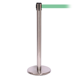 QueuePro 250, Satin Stainless, Barrier with 11' Light Green Belt
