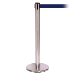 QueuePro 250, Satin Stainless, Barrier with 11' Navy Blue Belt
