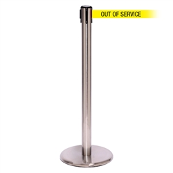 QueuePro 250, Satin Stainless, Barrier with 11' OUT OF SERVICE Belt