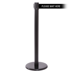 QueuePro 250 Xtra, Black, Barrier with 3" wide 11' PLEASE WAIT HERE Belt