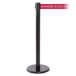 QueuePro 250 Xtra, Black, Barrier with 3" wide 11' AUTHORIZED ACCESS ONLY - RED Belt