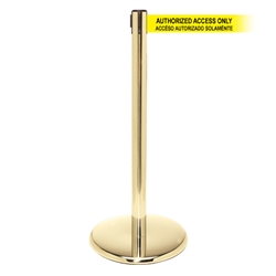 QueuePro 250 Xtra, Polished Brass, Barrier with 3" wide 11' ACCESO AUTORIZADO SOLAMENTE Belt
