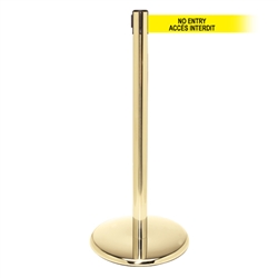 QueuePro 250 Xtra, Polished Brass, Barrier with 3" wide 11' ACCES INTERDIT Belt