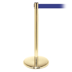 QueuePro 250 Xtra, Polished Brass, Barrier with 3" wide 11' Blue Belt