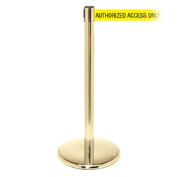 QueuePro 250 Xtra, Polished Brass, Barrier with 3" wide 11' AUTHORIZED ACCESS ONLY Belt