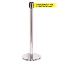 QueuePro 250 Xtra, Polished Chrome, Barrier with 3" wide 11' ACCES AUTORISE UNIQUEMENT Belt
