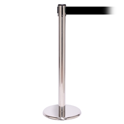 QueuePro 250 Xtra, Polished Chrome, Barrier with 3" wide 11' Black Belt