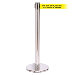 QueuePro 250 Xtra, Polished Chrome, Barrier with 3" wide 11' PRECAUCION - NO ENTRAR Belt