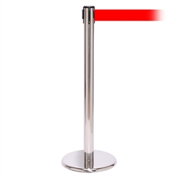 QueuePro 250 Xtra, Polished Chrome, Barrier with 3" wide 11' Red Belt
