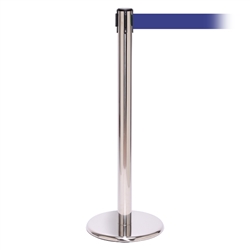 QueuePro 250 Xtra, Polished Stainless, Barrier with 3" wide 11' Blue Belt