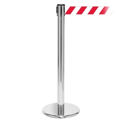 QueuePro 250 Xtra, Polished Stainless, Barrier with 3" wide 11' Red/White Diagonal Belt