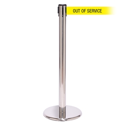 QueuePro 250 Xtra, Polished Stainless, Barrier with 3" wide 11' OUT OF SERVICE Belt