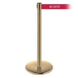 QueuePro 250 Xtra, Satin Brass, Barrier with 3" wide 11' NO ENTRY Belt