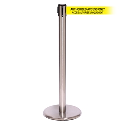 QueuePro 250 Xtra, Satin Chrome, Barrier with 3" wide 11' ACCES AUTORISE UNIQUEMENT Belt