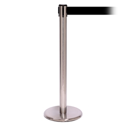 QueuePro 250 Xtra, Satin Chrome, Barrier with 3" wide 11' Black Belt