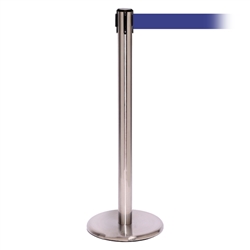 QueuePro 250 Xtra, Satin Chrome, Barrier with 3" wide 11' Blue Belt