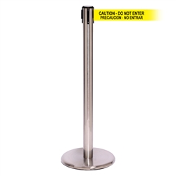 QueuePro 250 Xtra, Satin Chrome, Barrier with 3" wide 11' PRECAUCION - NO ENTRAR Belt