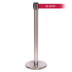 QueuePro 250 Xtra, Satin Stainless, Barrier with 3" wide 11' NO ENTRY Belt